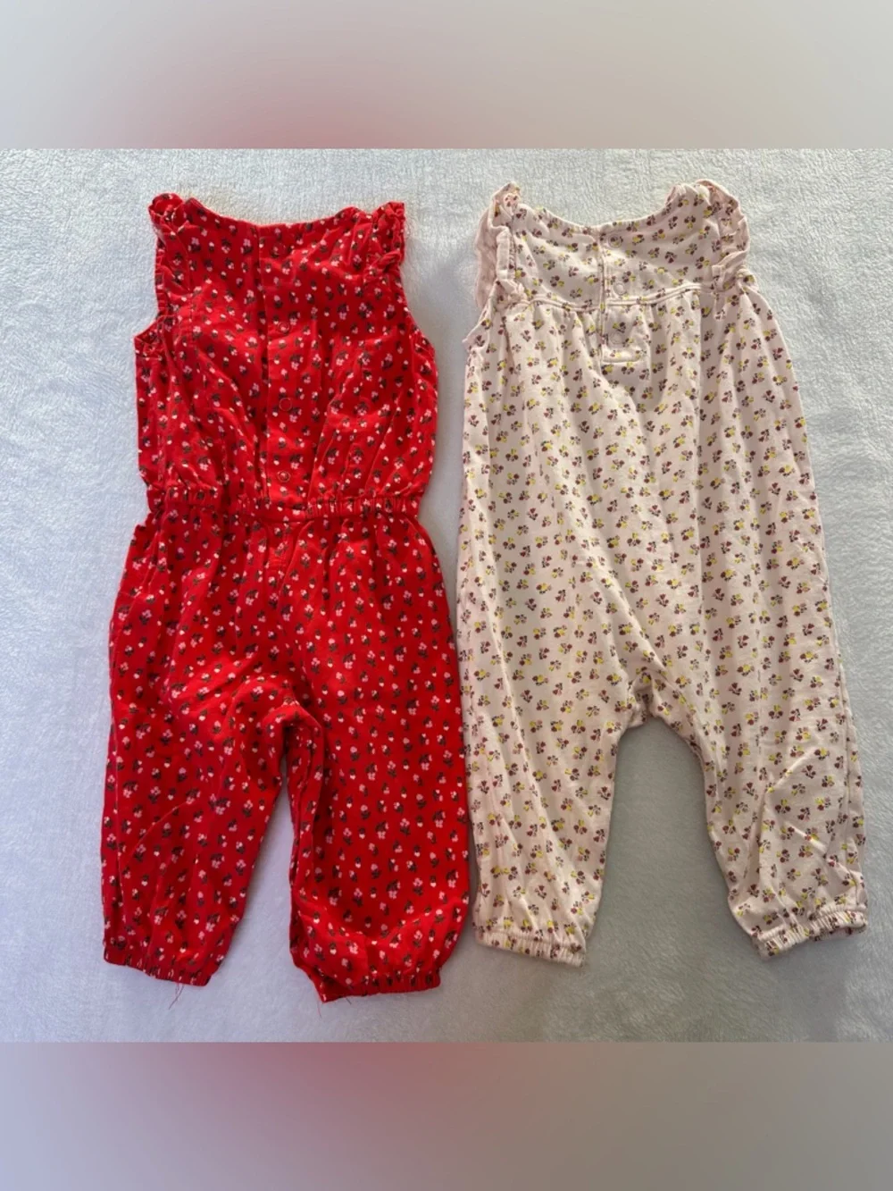 Baby Girl 6M Romper Bundle Carter’s‎ Floral Pink Red Ruffle Sleeveless